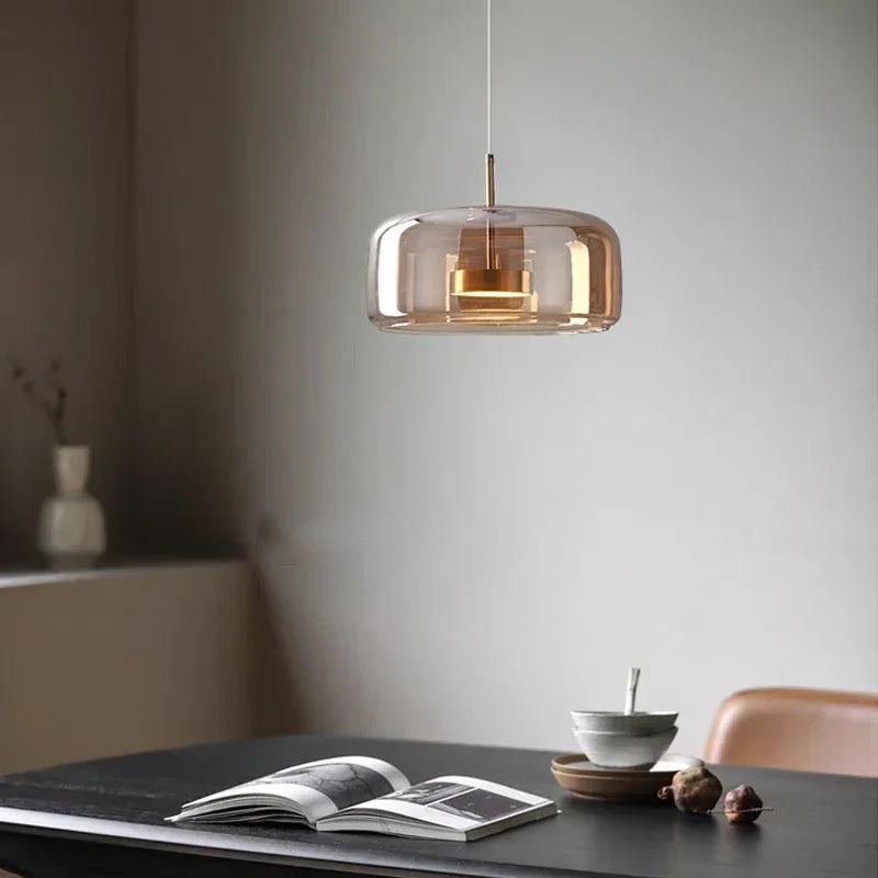 Contemporary Glass LED Pendant Light With Minimalist Shade And A Rich Gold Finish For Modern Interiors