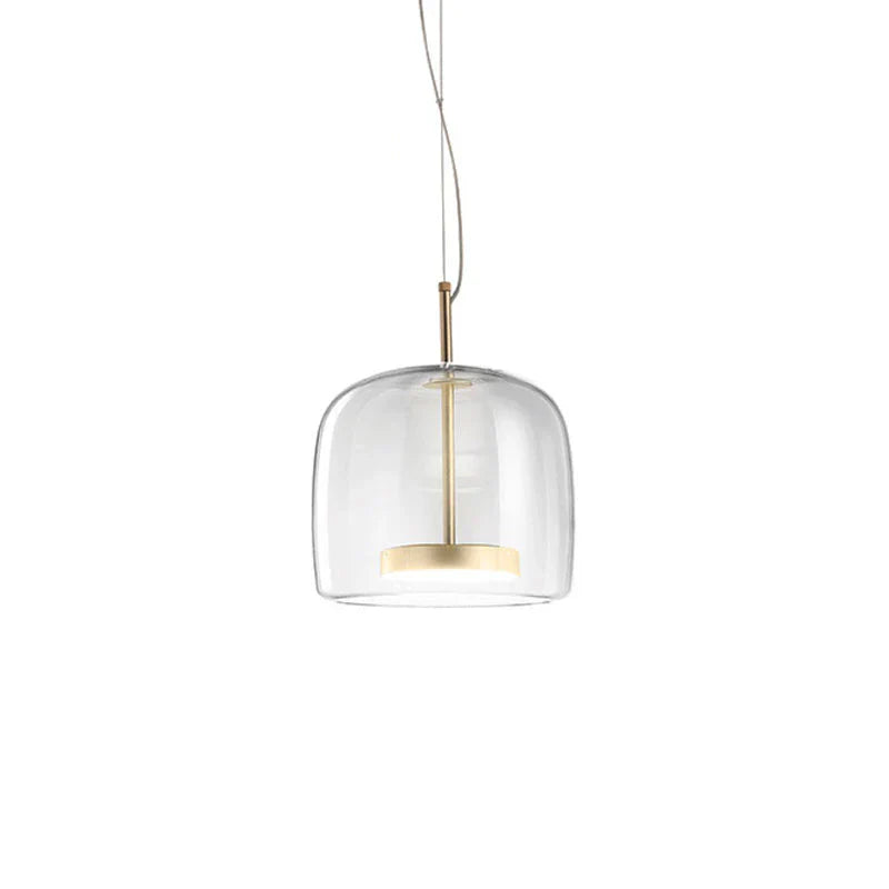 Contemporary Glass LED Pendant Light With Minimalist Shade And A Rich Gold Finish For Modern Interiors