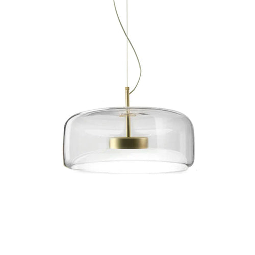 Contemporary Glass LED Pendant Light With Minimalist Shade And A Rich Gold Finish For Modern Interiors
