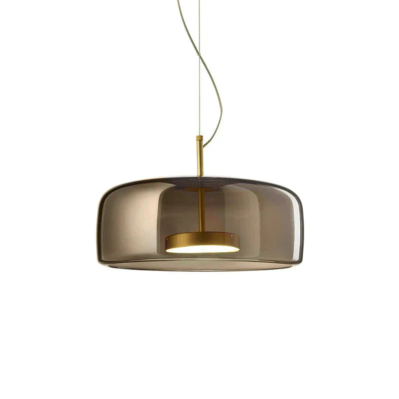 Contemporary Glass LED Pendant Light With Minimalist Shade And A Rich Gold Finish For Modern Interiors