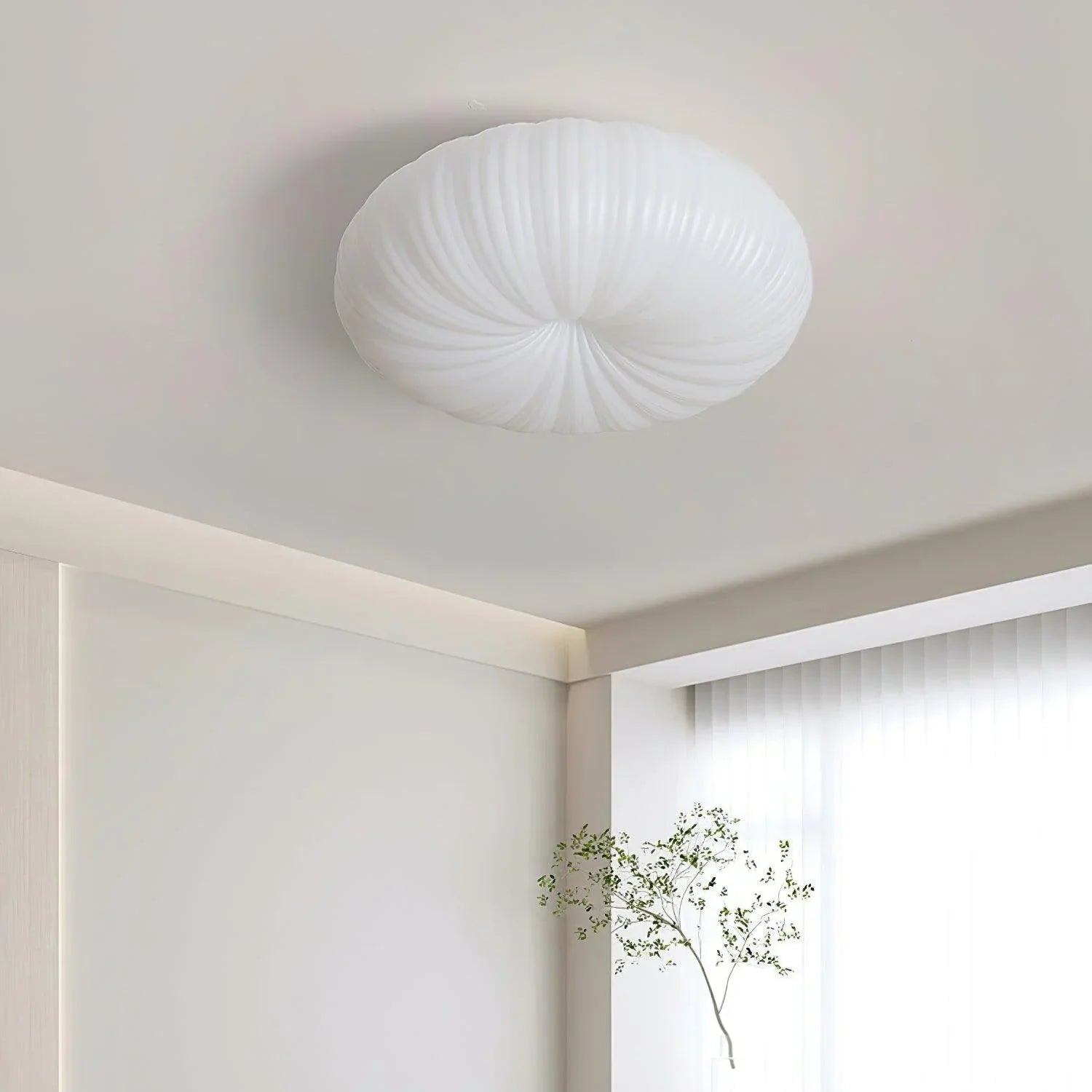 Contemporary Dome Ceiling Light With Shell-Inspired Japandi Style For Modern Interiors