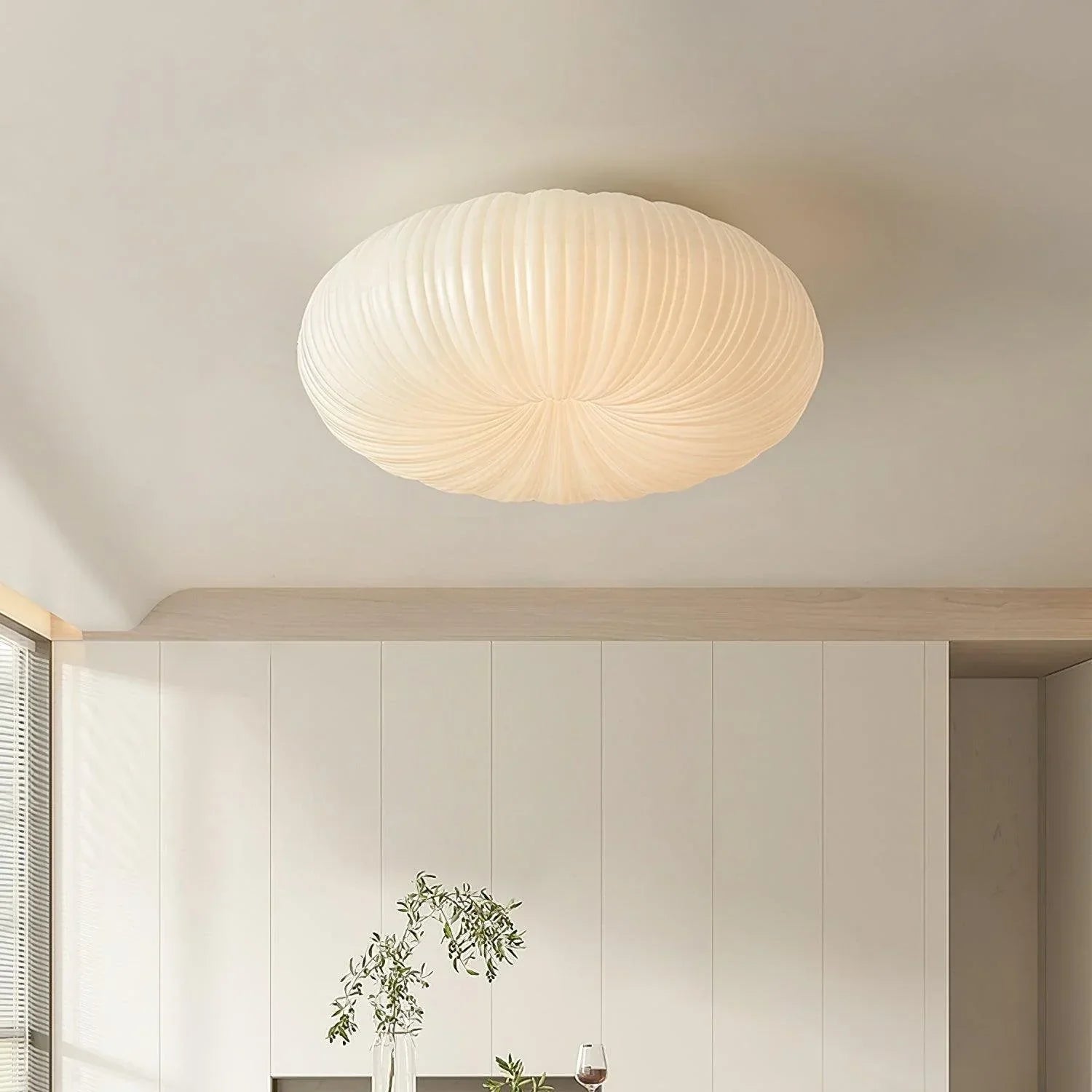 Contemporary Dome Ceiling Light With Shell-Inspired Japandi Style For Modern Interiors