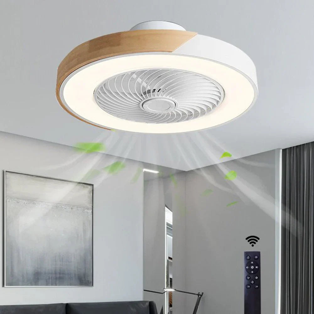 Contemporary LED Ceiling Light With Built-In Quiet Fan And Remote Control - Two-In-One Lighting And Cooling