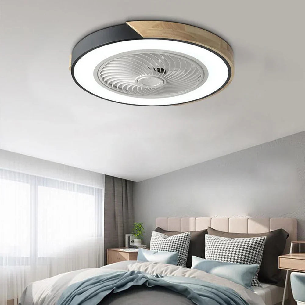 Contemporary LED Ceiling Light With Built-In Quiet Fan And Remote Control - Two-In-One Lighting And Cooling